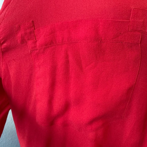 Carole Little Red Silk Button& Loop Front Blouse Size 8 - Picture 4 of 12